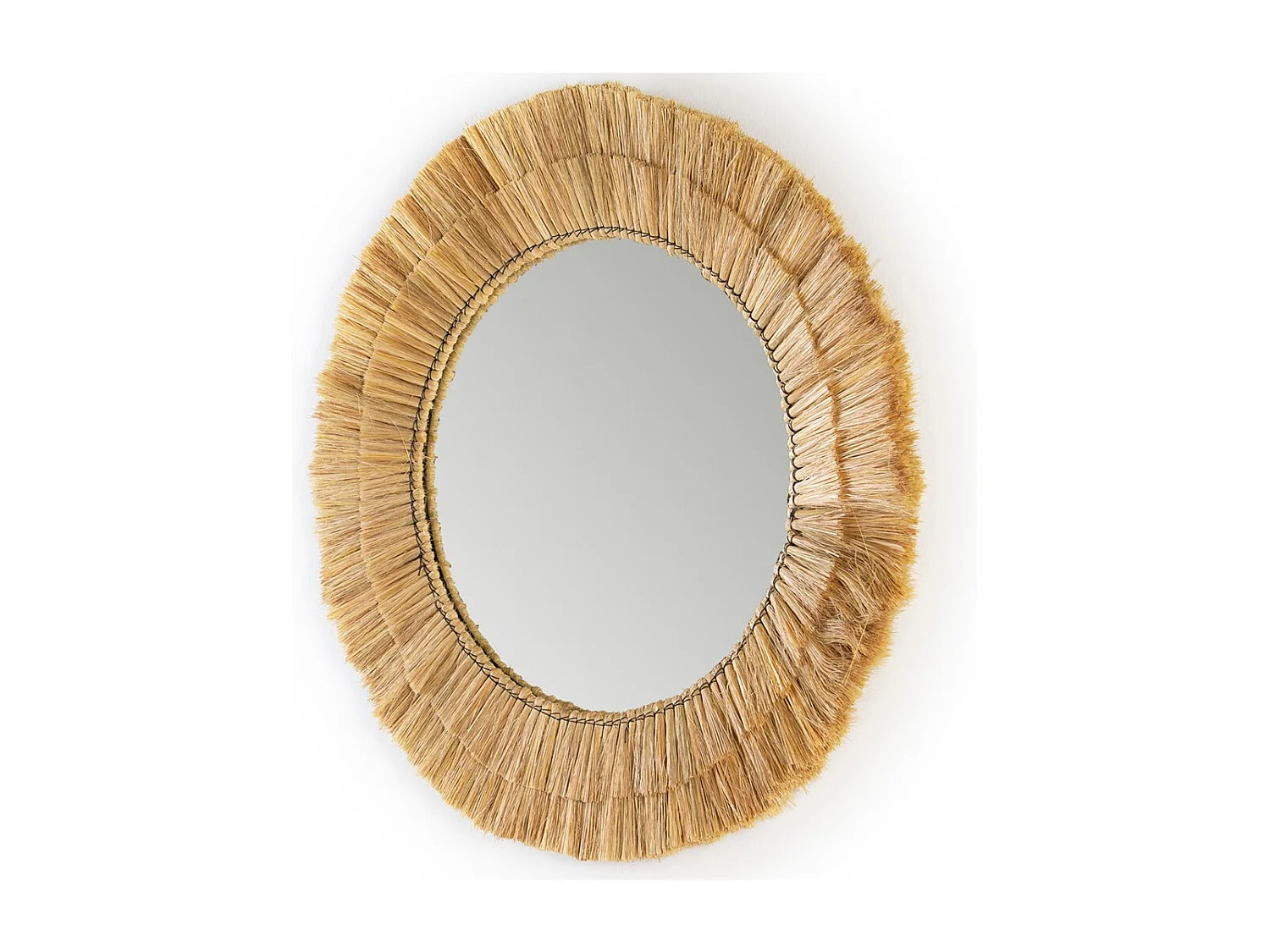 NURIA Wandspiegel van natuurlijk zeegras – Ø 76 cm