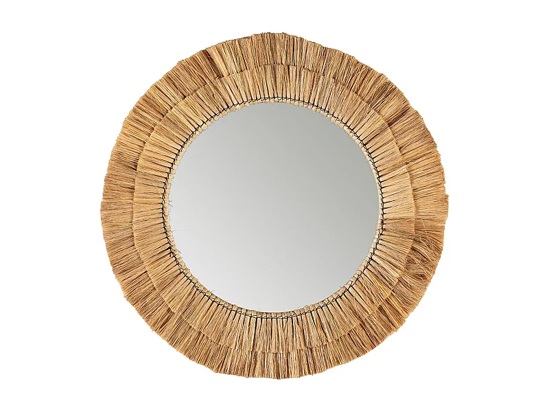 NURIA Wandspiegel van natuurlijk zeegras – Ø 76 cm