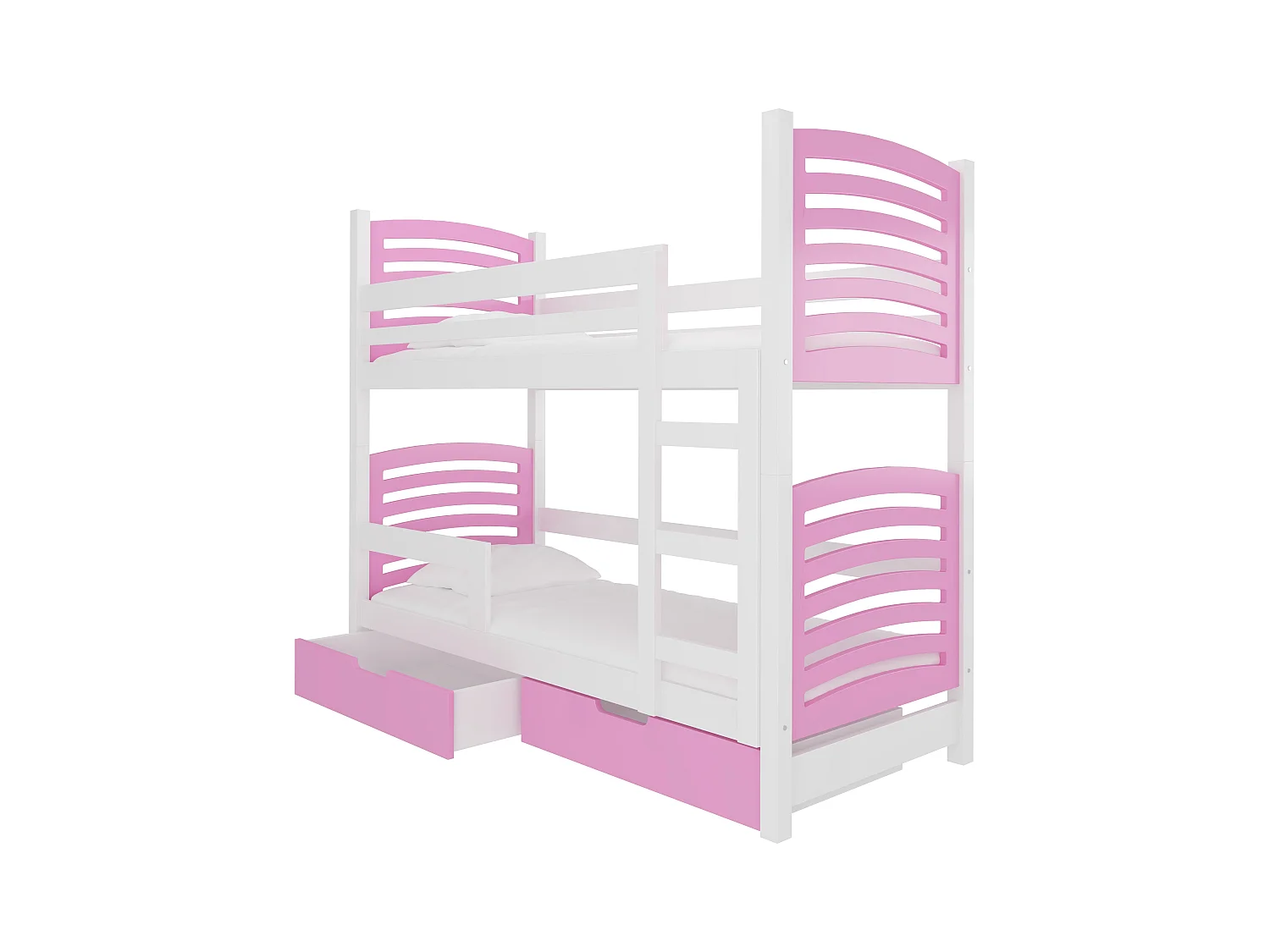 Litera OZURA para 2 personas 80x190 cm – Con colchón y cajones de almacenaje-Color Rosa