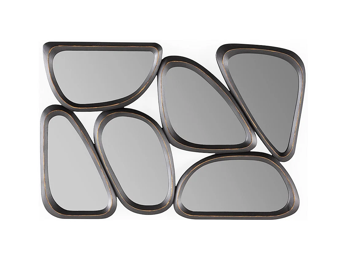 Miroir mural moderne métal gris LOMAN - L 89 x H 61cm