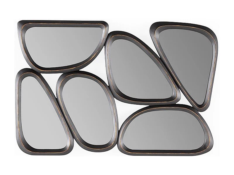 Miroir mural moderne métal gris LOMAN - L 89 x H 61cm