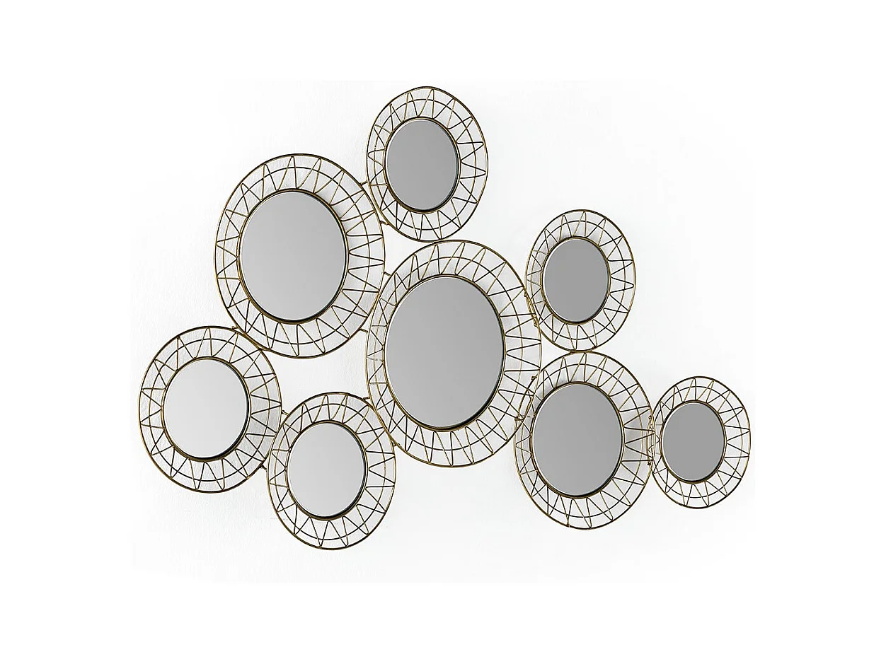 Miroir mural original en métal doré CIRKO - L 121 x H 45cm