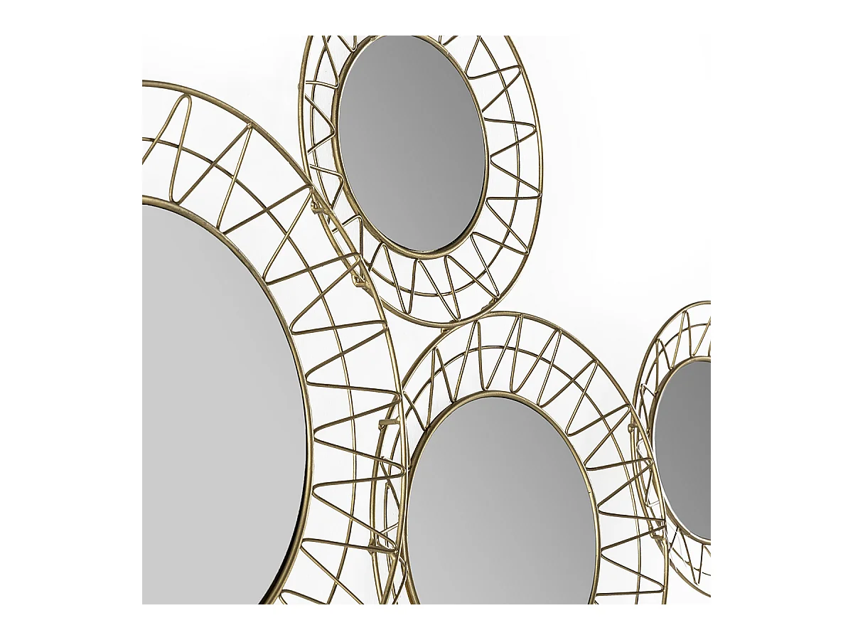 Miroir mural original en métal doré CIRKO - L 121 x H 45cm