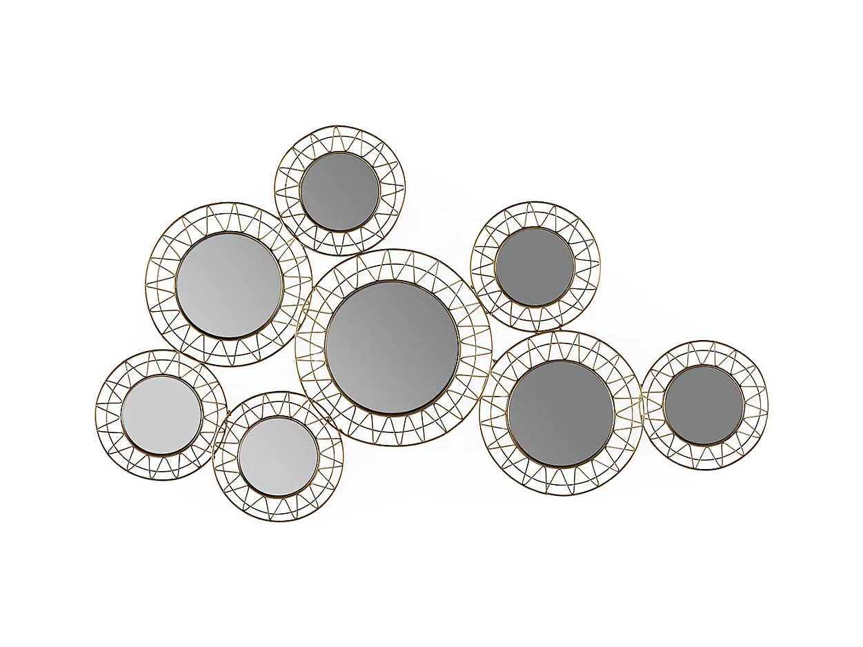 Miroir mural original en métal doré CIRKO - L 121 x H 45cm