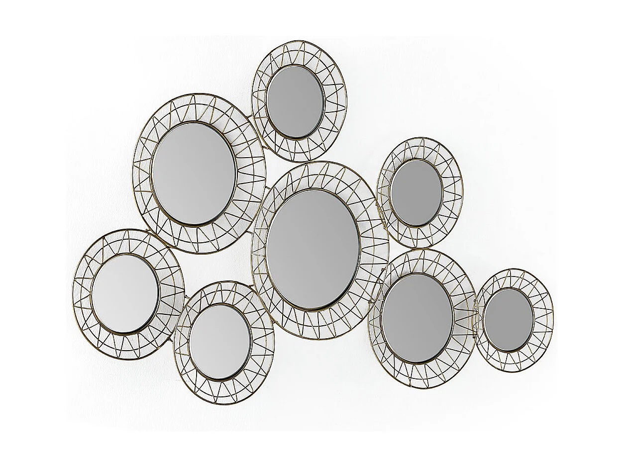 Miroir mural original en métal doré CIRKO - L 121 x H 45cm