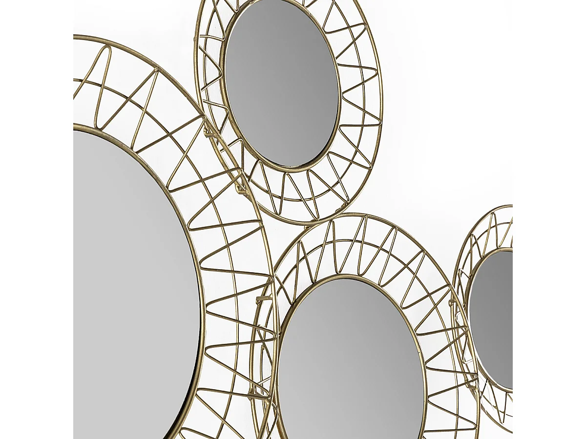 Miroir mural original en métal doré CIRKO - L 121 x H 45cm