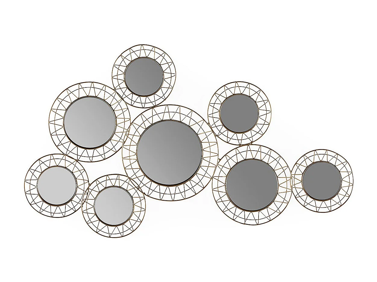 Miroir mural original en métal doré CIRKO - L 121 x H 45cm