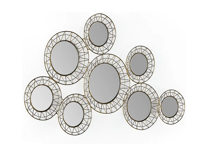 Miroir mural original en métal doré CIRKO - L 121 x H 45cm