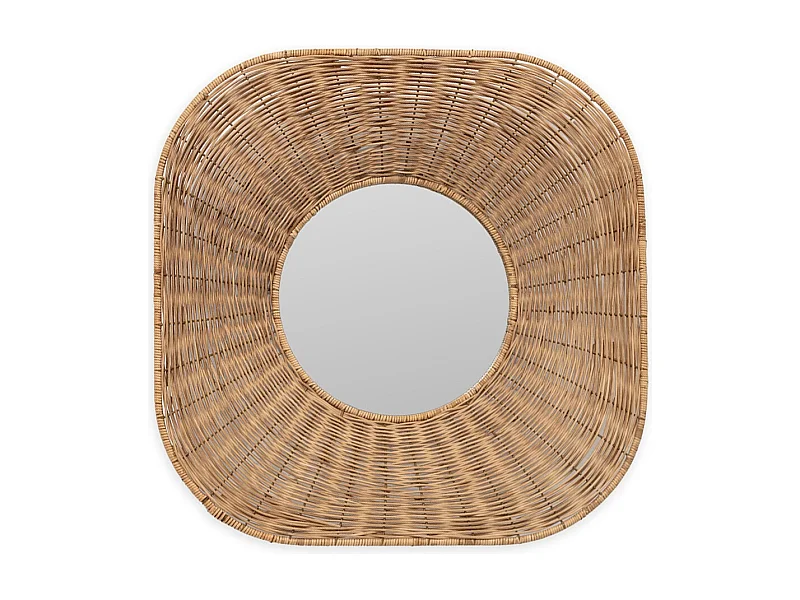 PALIA natuurlijke rotan vierkante wandspiegel – Ø 102 cm