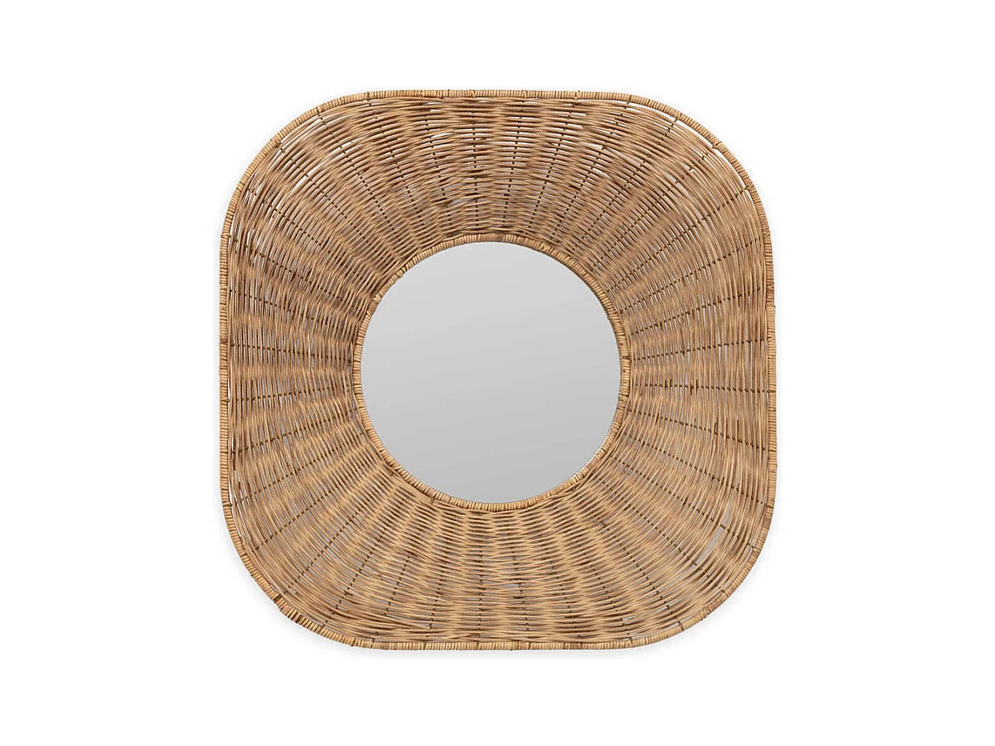 PALIA natuurlijke rotan vierkante wandspiegel – Ø 102 cm