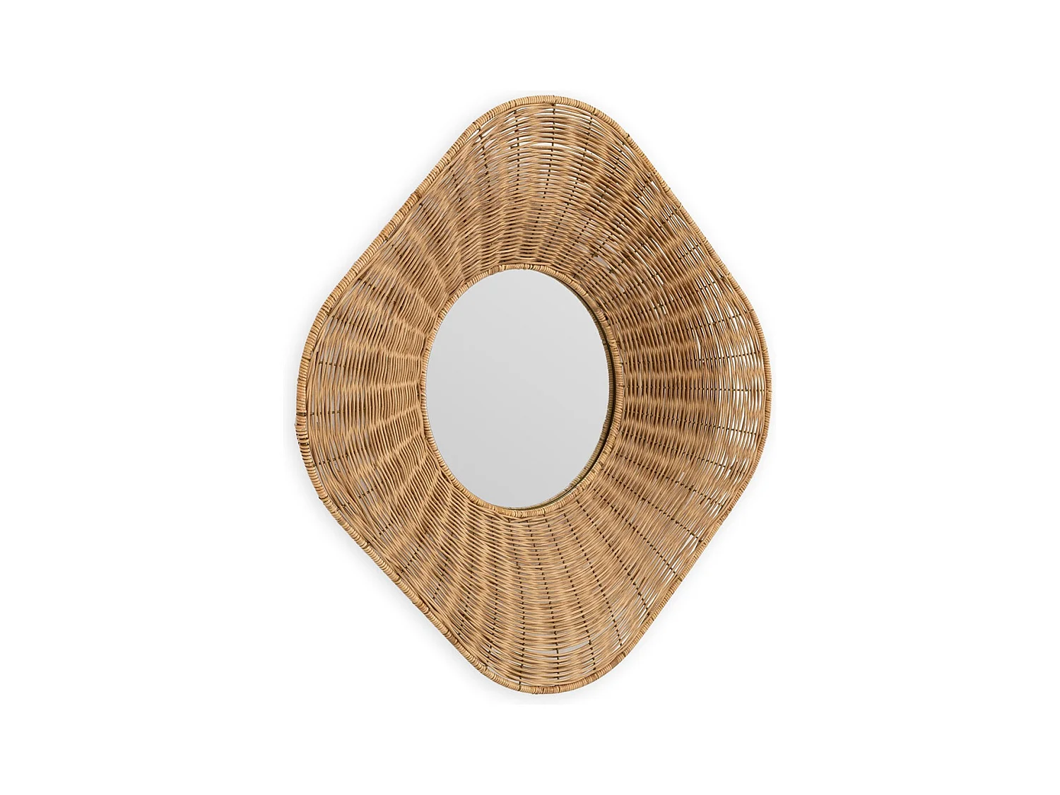 PALIA natuurlijke rotan vierkante wandspiegel – Ø 102 cm