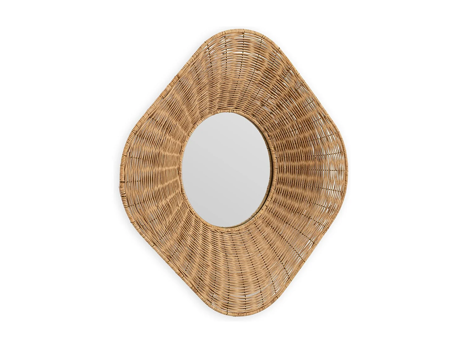 Miroir mural carré en rotin naturel PALIA – Ø 102cm