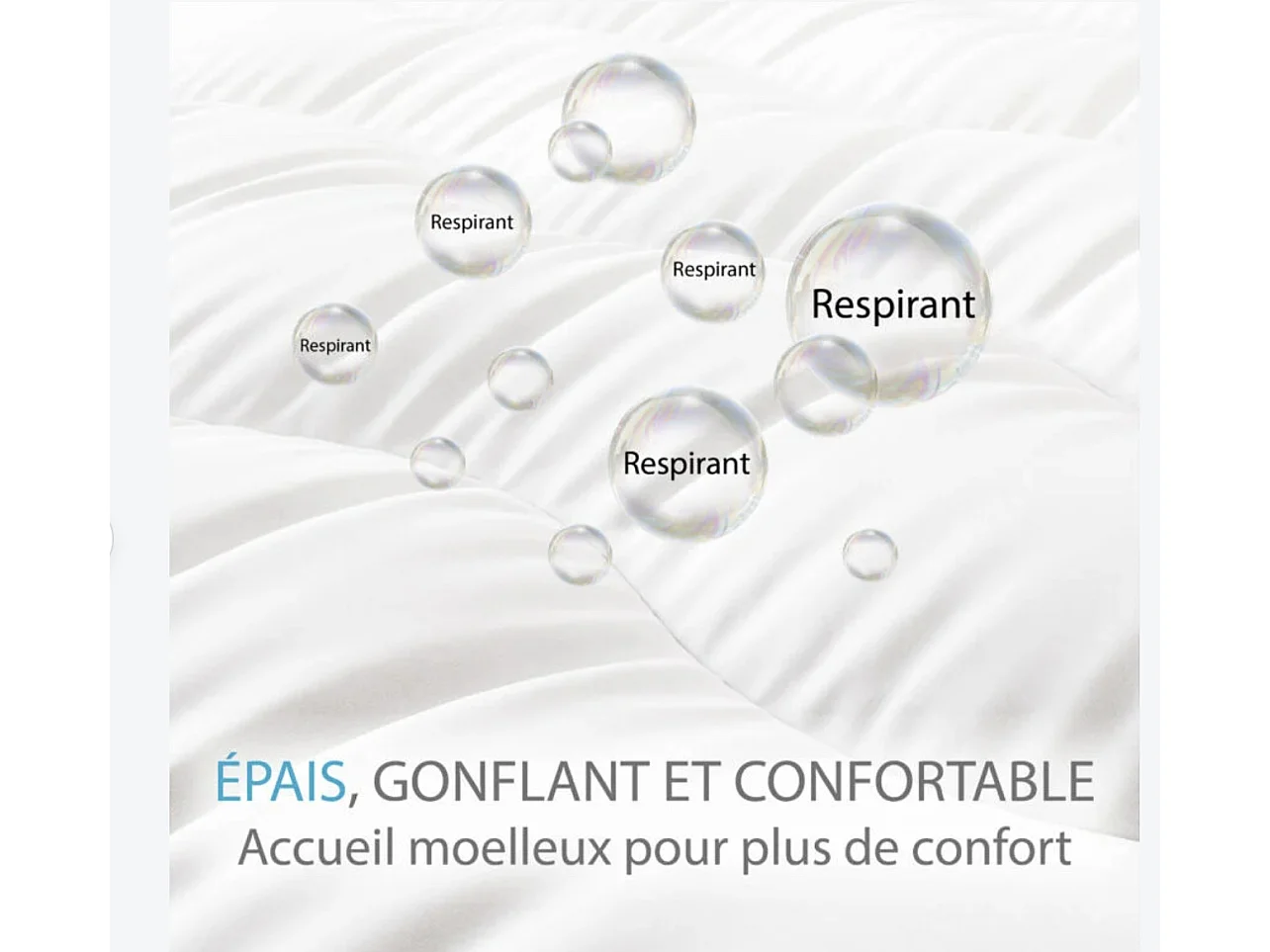 Surmatelas Kimba en microfibre 5cm - Hypoallergénique et anti-acarien-160x200