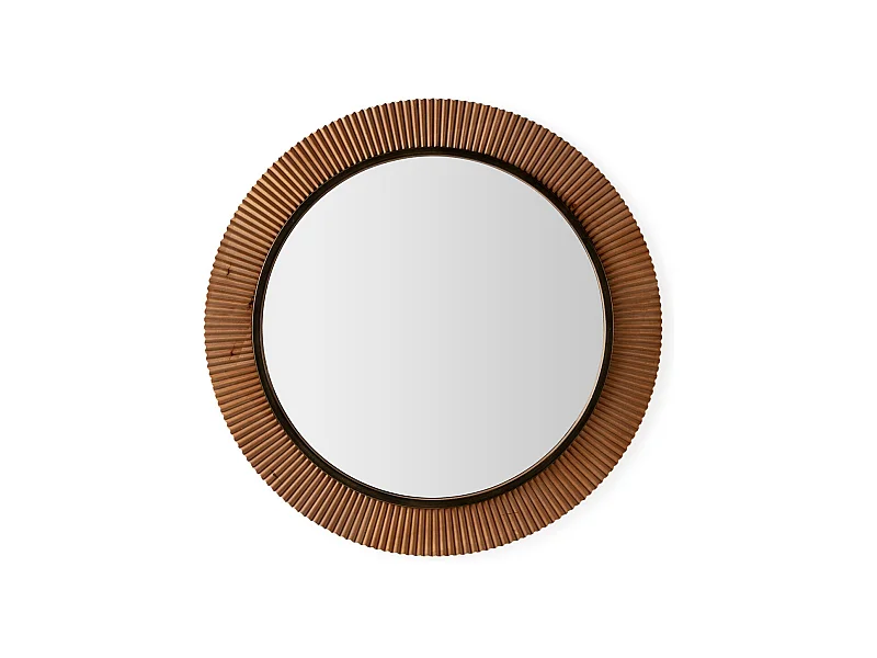 Miroir mural rond métal et bois bicolore VUNA – Ø 108cm