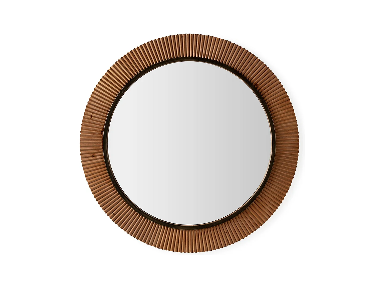 Miroir mural rond métal et bois bicolore VUNA – Ø 108cm