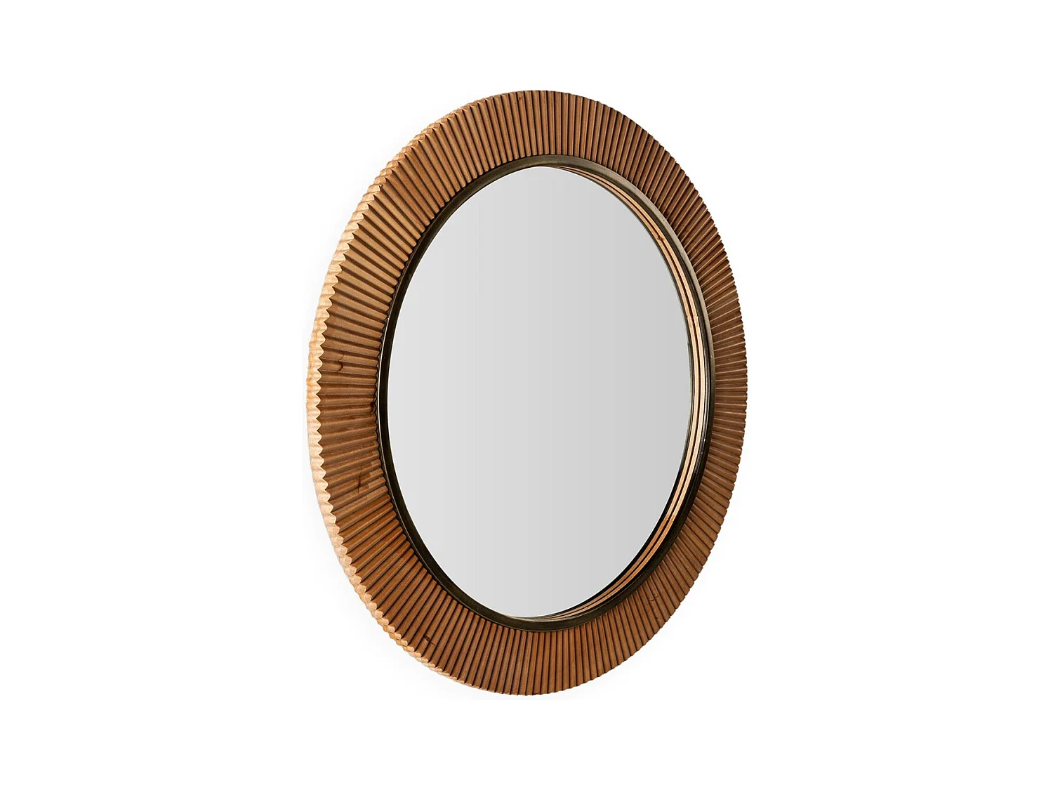 Miroir mural rond métal et bois bicolore VUNA – Ø 108cm
