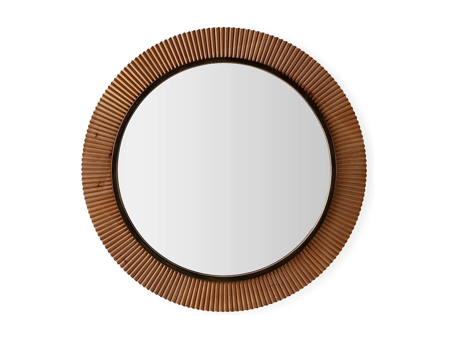 Miroir mural rond métal et bois bicolore VUNA – Ø 108cm