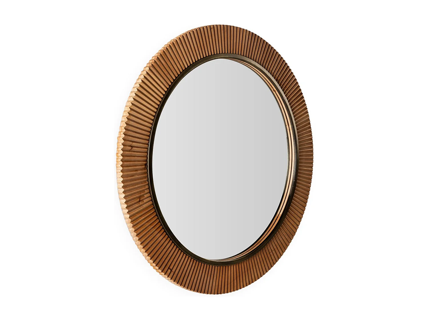 Miroir mural rond métal et bois bicolore VUNA – Ø 108cm