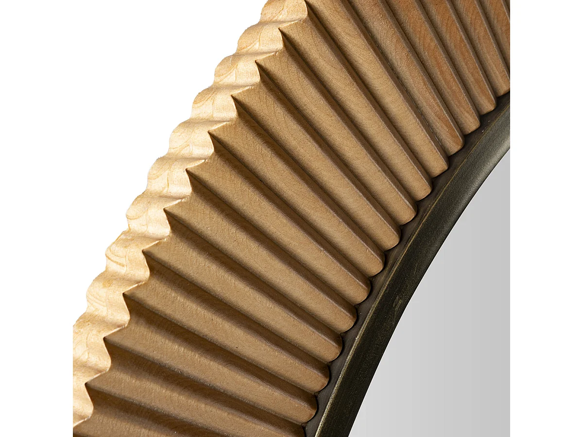 Miroir mural rond métal et bois bicolore VUNA – Ø 108cm