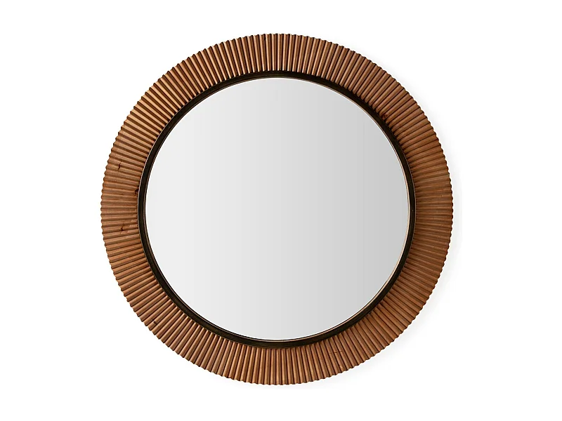 Miroir mural rond métal et bois bicolore VUNA – Ø 108cm