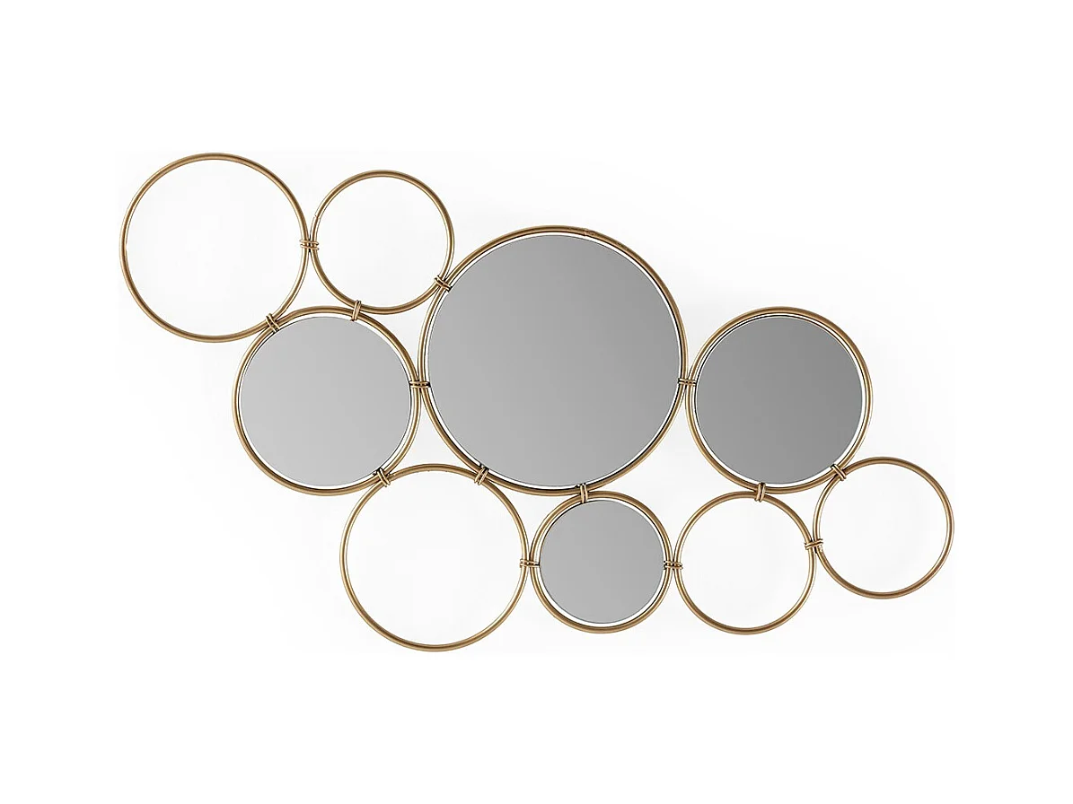 Miroir mural design en métal doré LIMO - L 100 x H 57cm