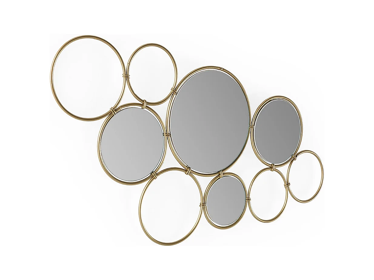 Miroir mural design en métal doré LIMO - L 100 x H 57cm