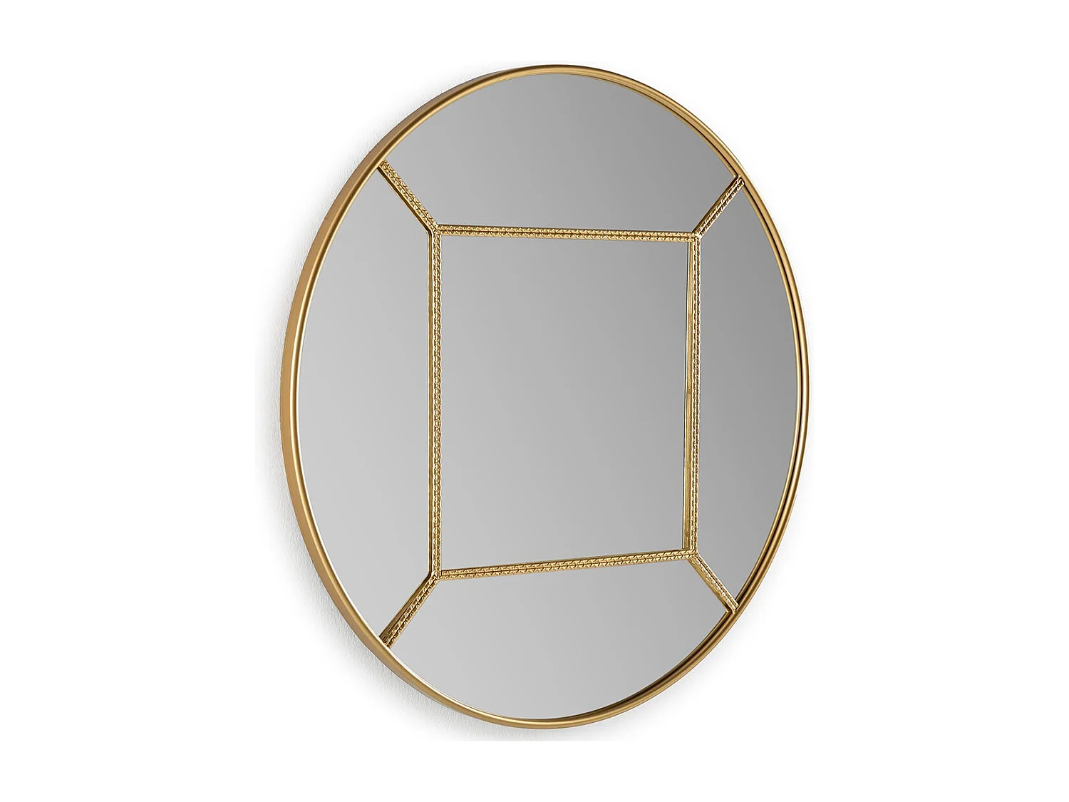 Miroir mural rond design en métal doré KALY - Ø 73cm