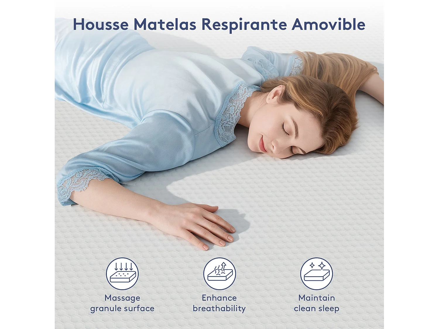 Matelas en mousse à mémoire de forme 140 x 190 cm , épaisseur 21 cm