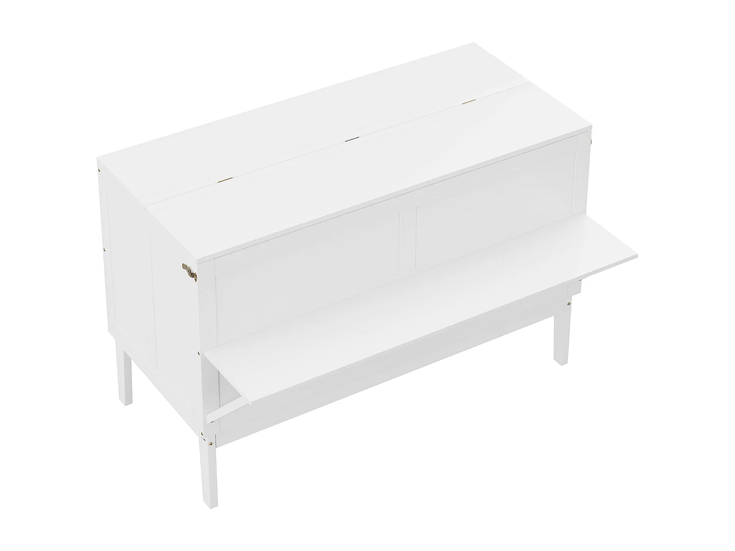 Lit escamotable 140x200 cm vertical avec sommier à lattes, lit mural gain de place pour chambre, blanc