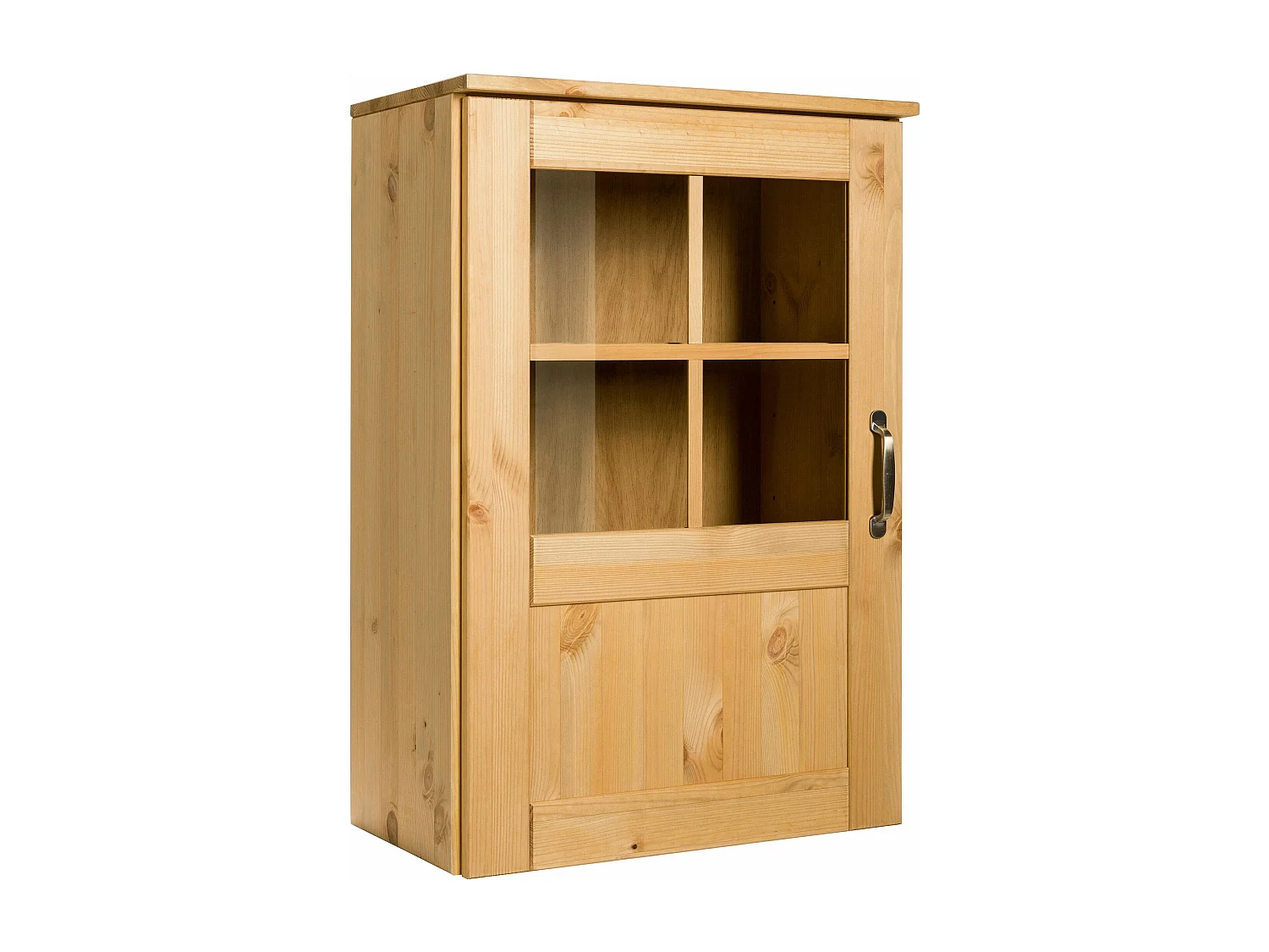 Alby | Vitrine murale avec une porte en pin couleur bois naturel