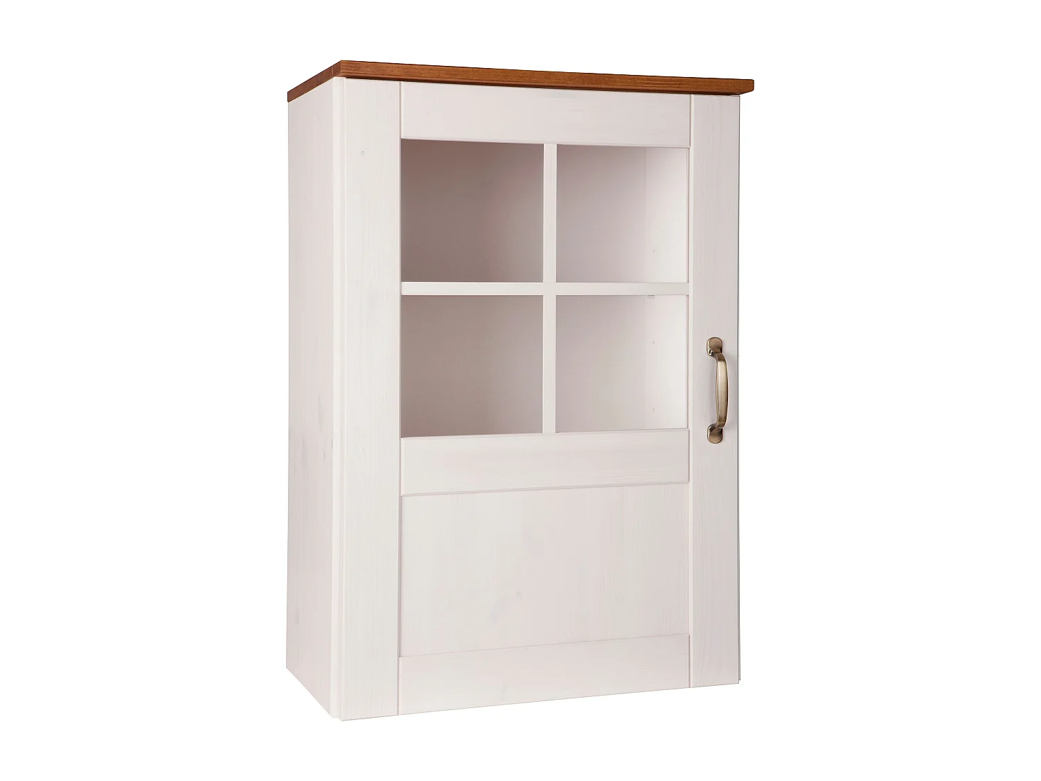 Alby | Vitrine murale en pin blanc avec une porte