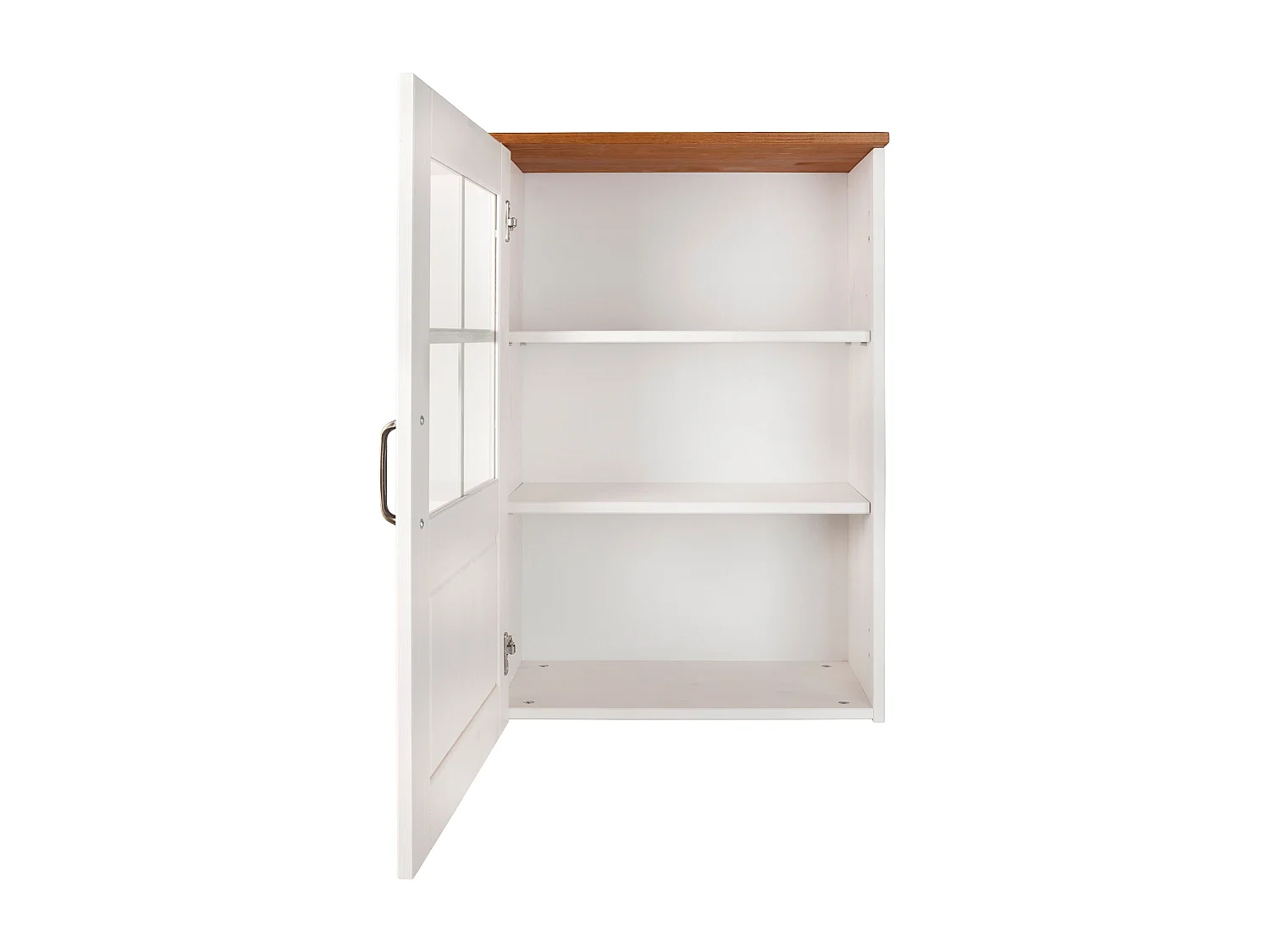 Alby | Vitrine murale en pin blanc avec une porte