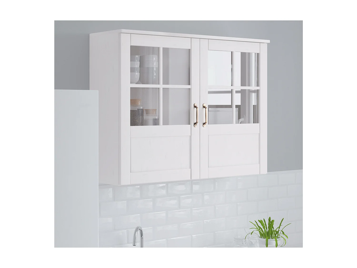 Alby | Vitrine murale en bois de pin blanc