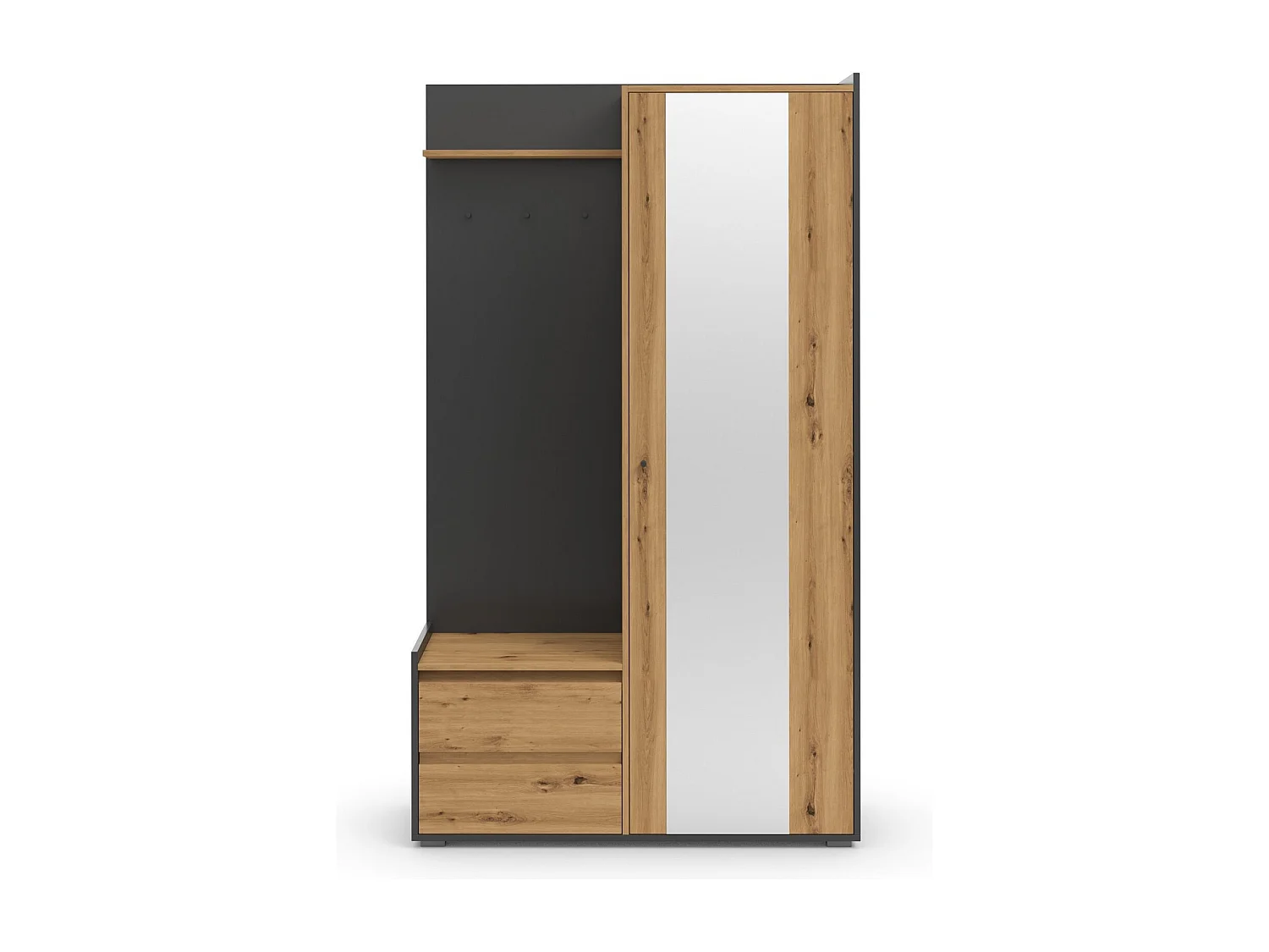 Kosmo | Armoire avec 1 porte et 2 tiroirs en aspect bois anthracite
