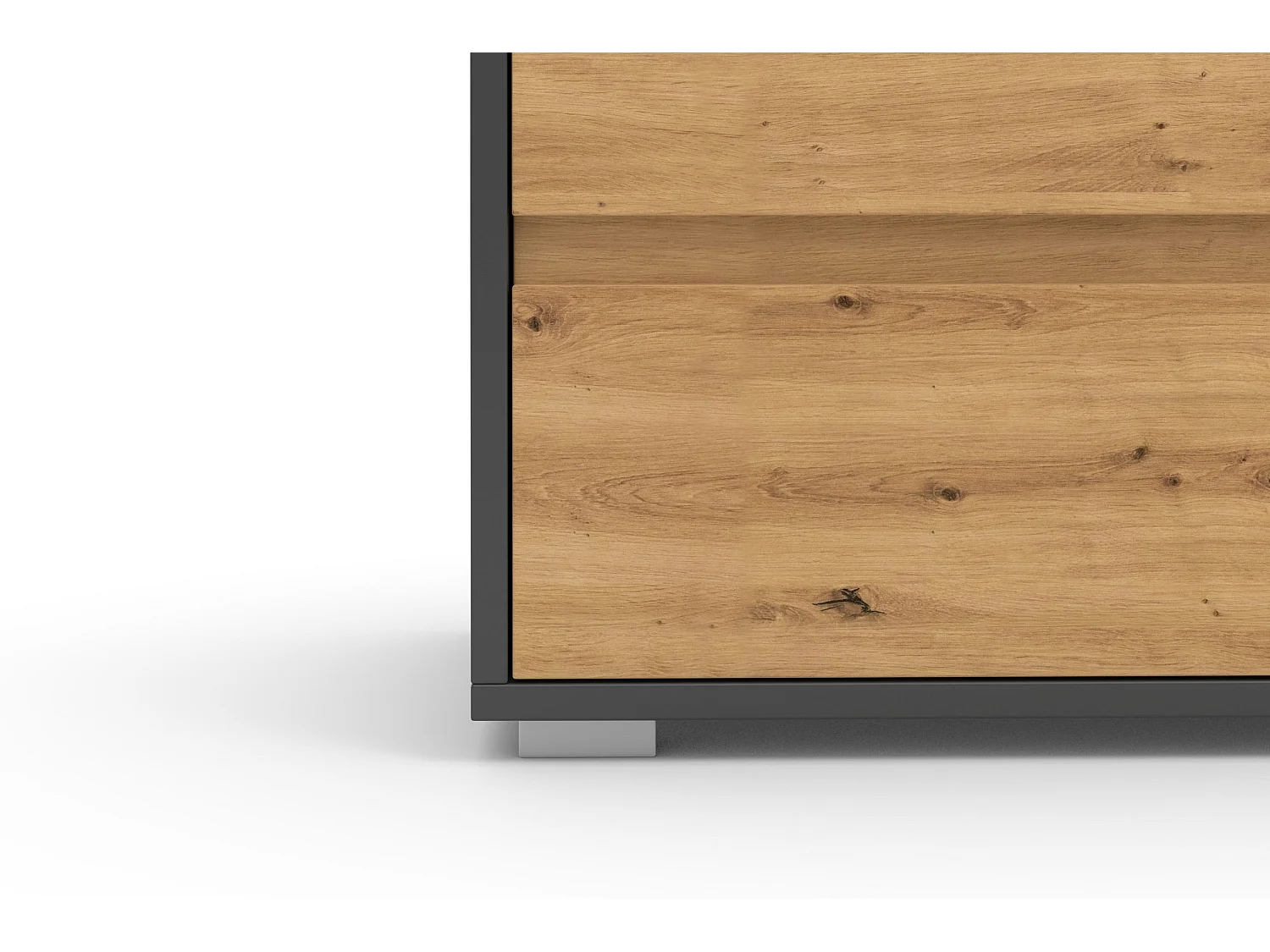 Kosmo | Armoire avec 1 porte et 2 tiroirs en aspect bois anthracite