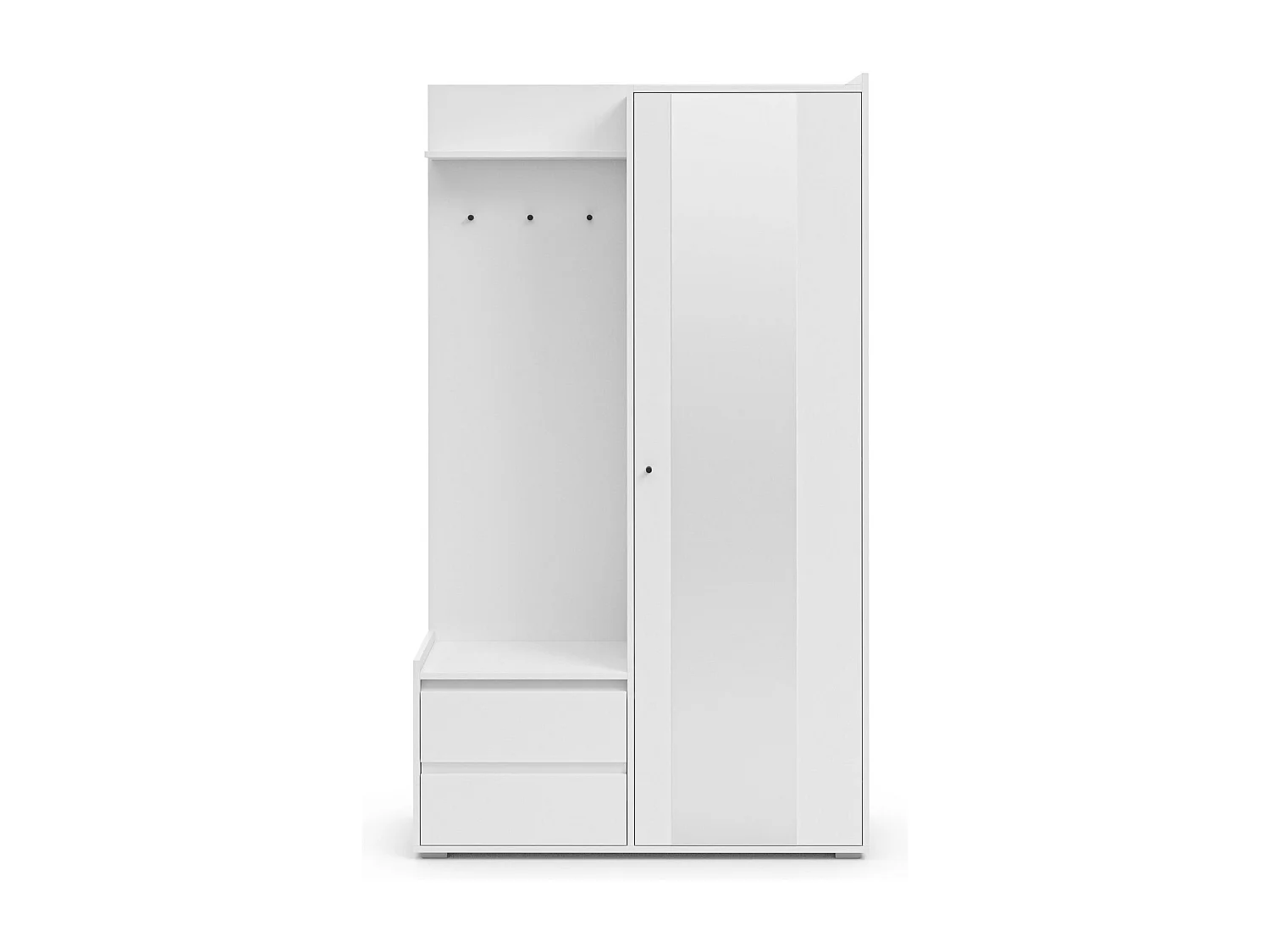Kosmo | Armoire avec 1 porte et 2 tiroirs en aspect bois blanc