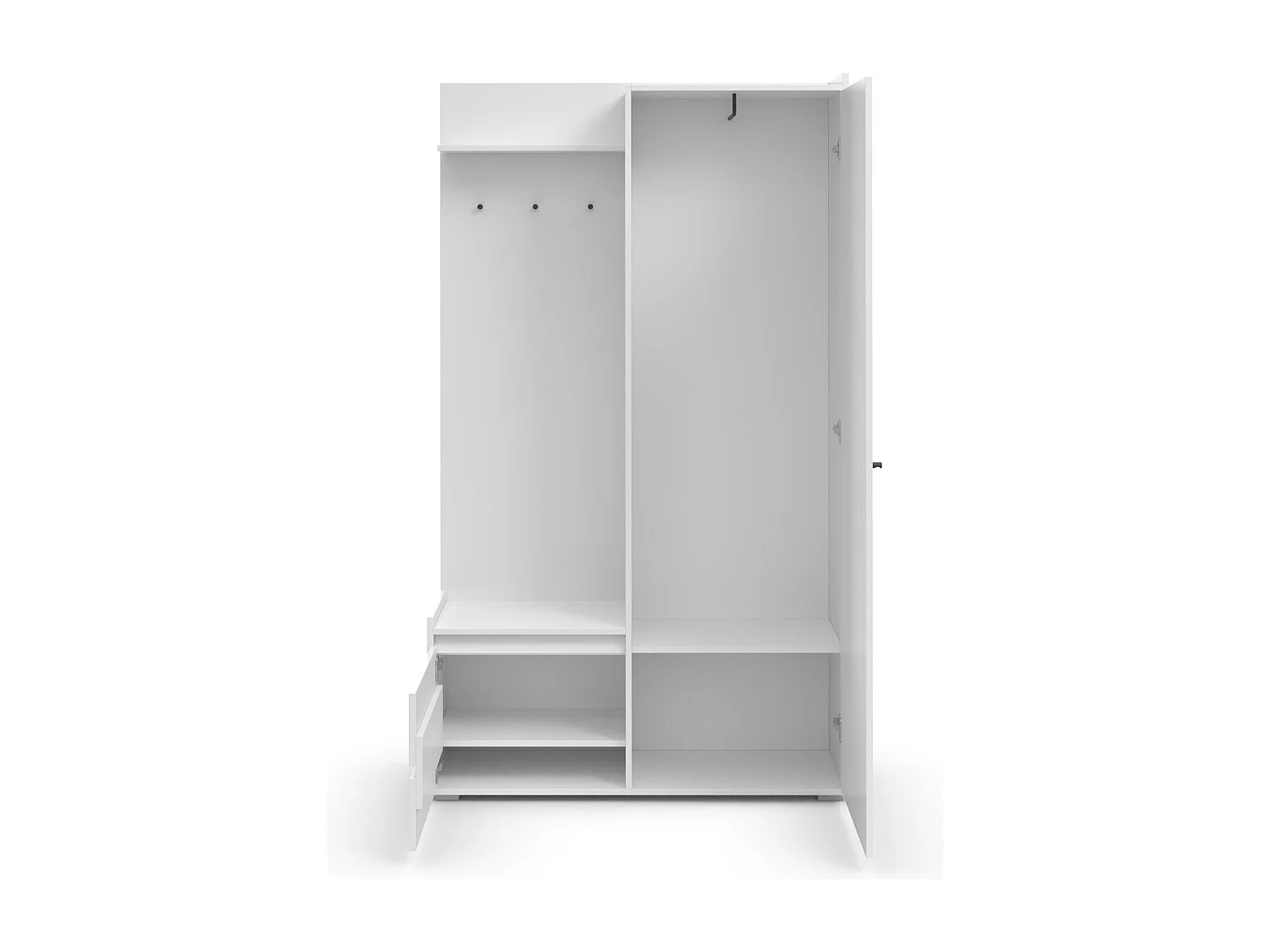 Kosmo | Armoire avec 1 porte et 2 tiroirs en aspect bois blanc