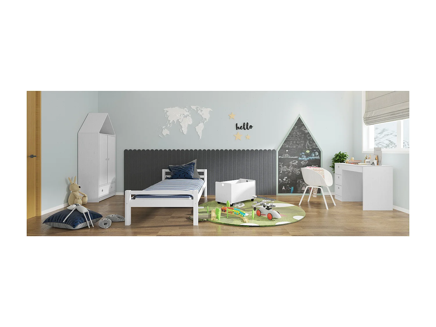 Alpi | Armoire à deux portes en pin blanc pour enfants