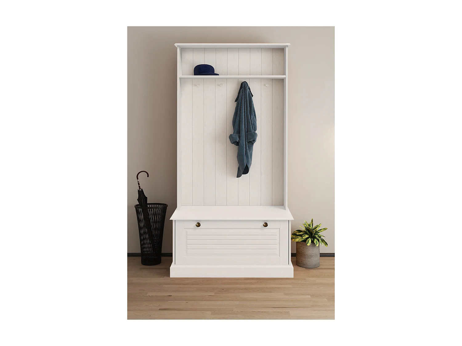 Mille | Armoire avec 1 porte à rabat en pin blanc