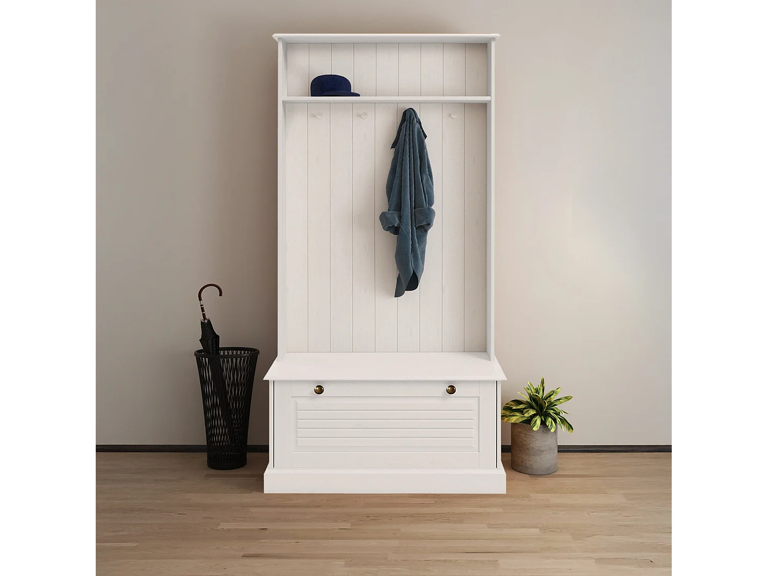 Mille | Armoire avec 1 porte à rabat en pin blanc