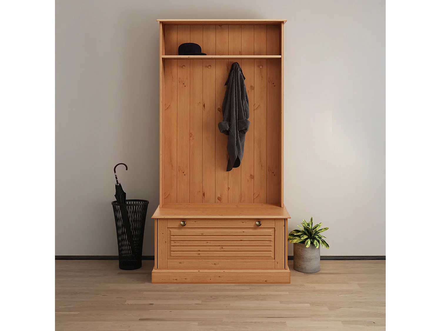 Mille | Armoire avec 1 porte à rabat en pin