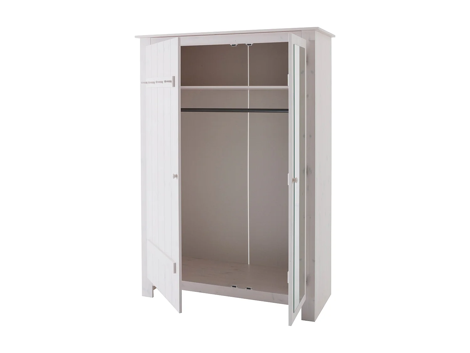 Bertram | Armoire en bois de pin avec porte miroir en blanc