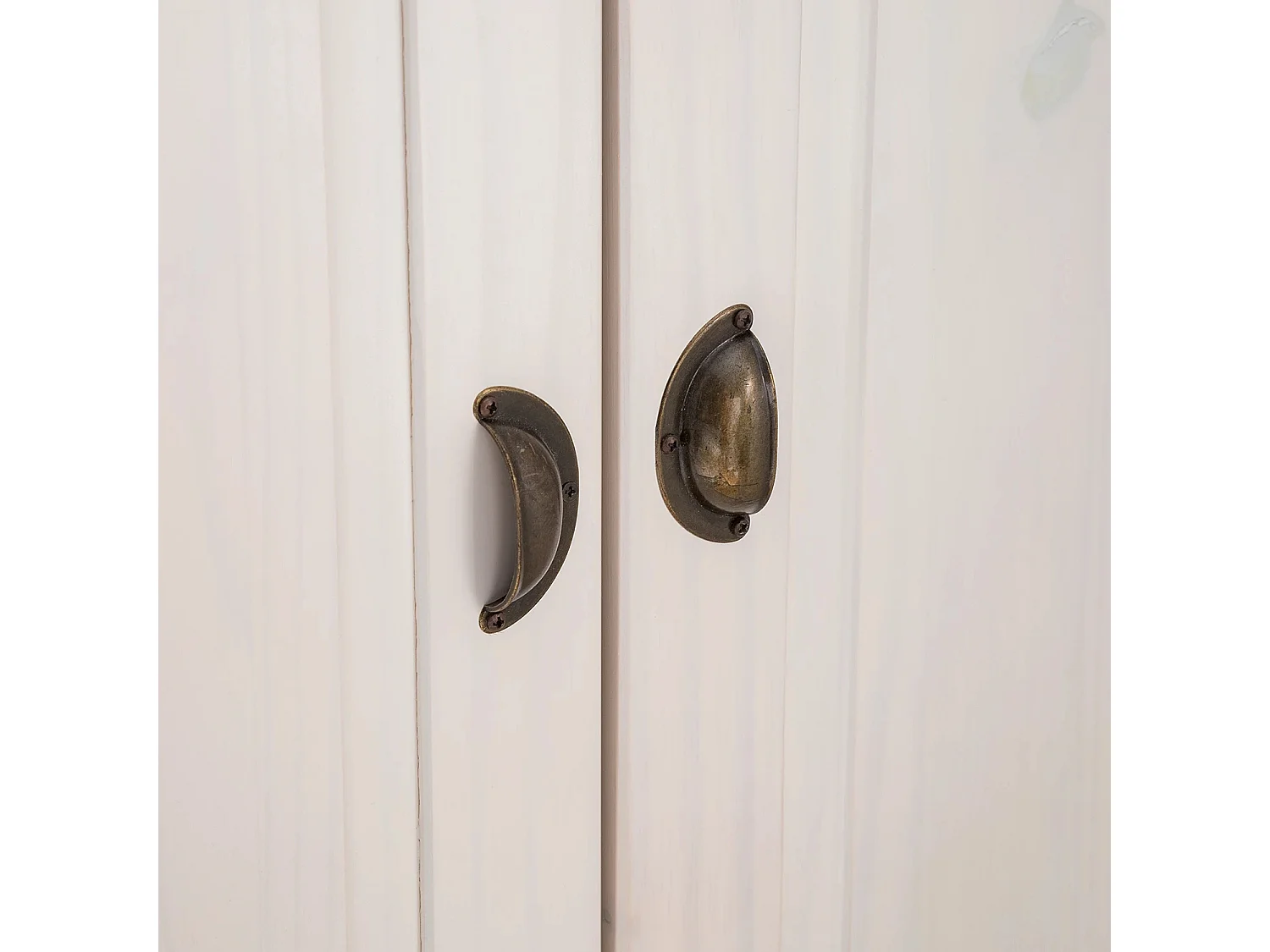 Toby | Armoire à deux portes avec tiroir en bois de pin en blanc gris