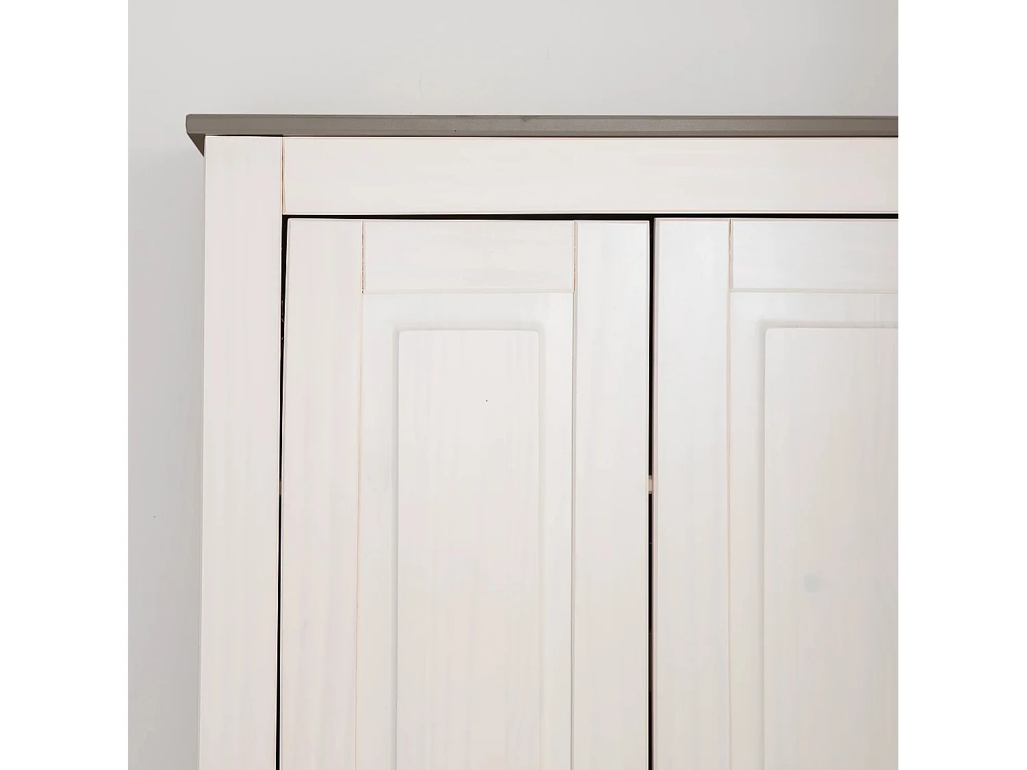 Toby | Armoire à deux portes avec tiroir en bois de pin en blanc gris