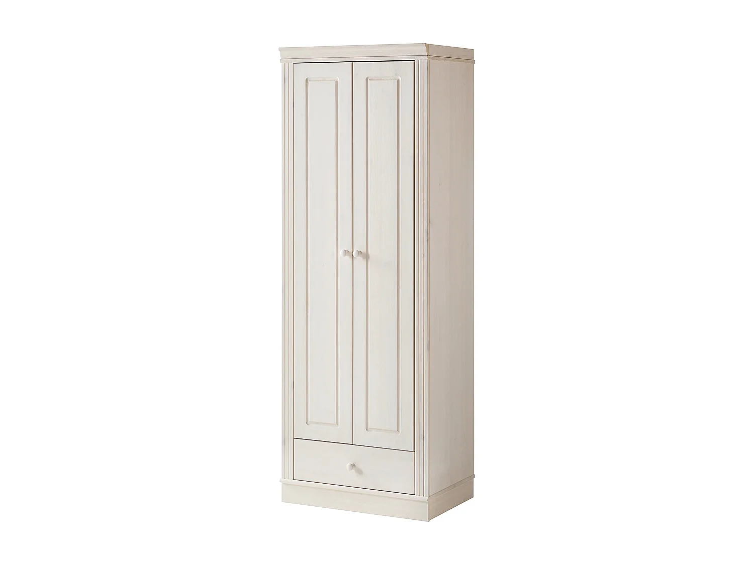 Anita | Armoire en pin blanc avec deux portes et un tiroir