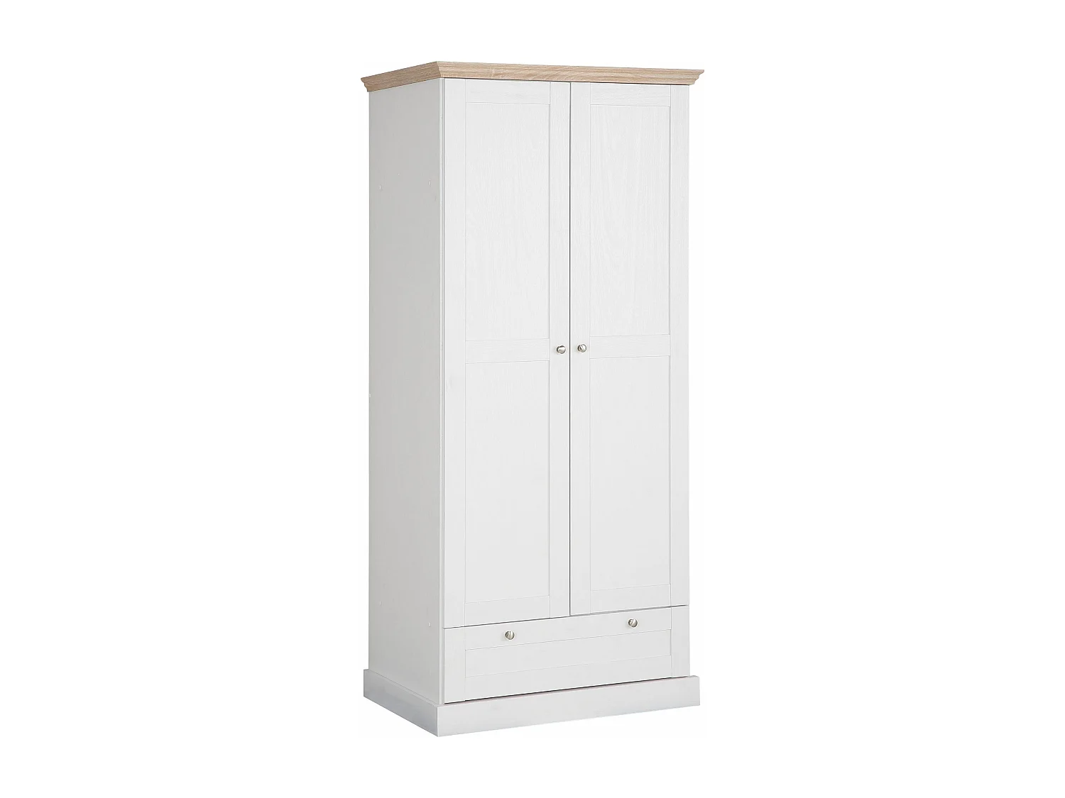 Binz|Wardrope 2 portes 1 tiroir Chêne blanc