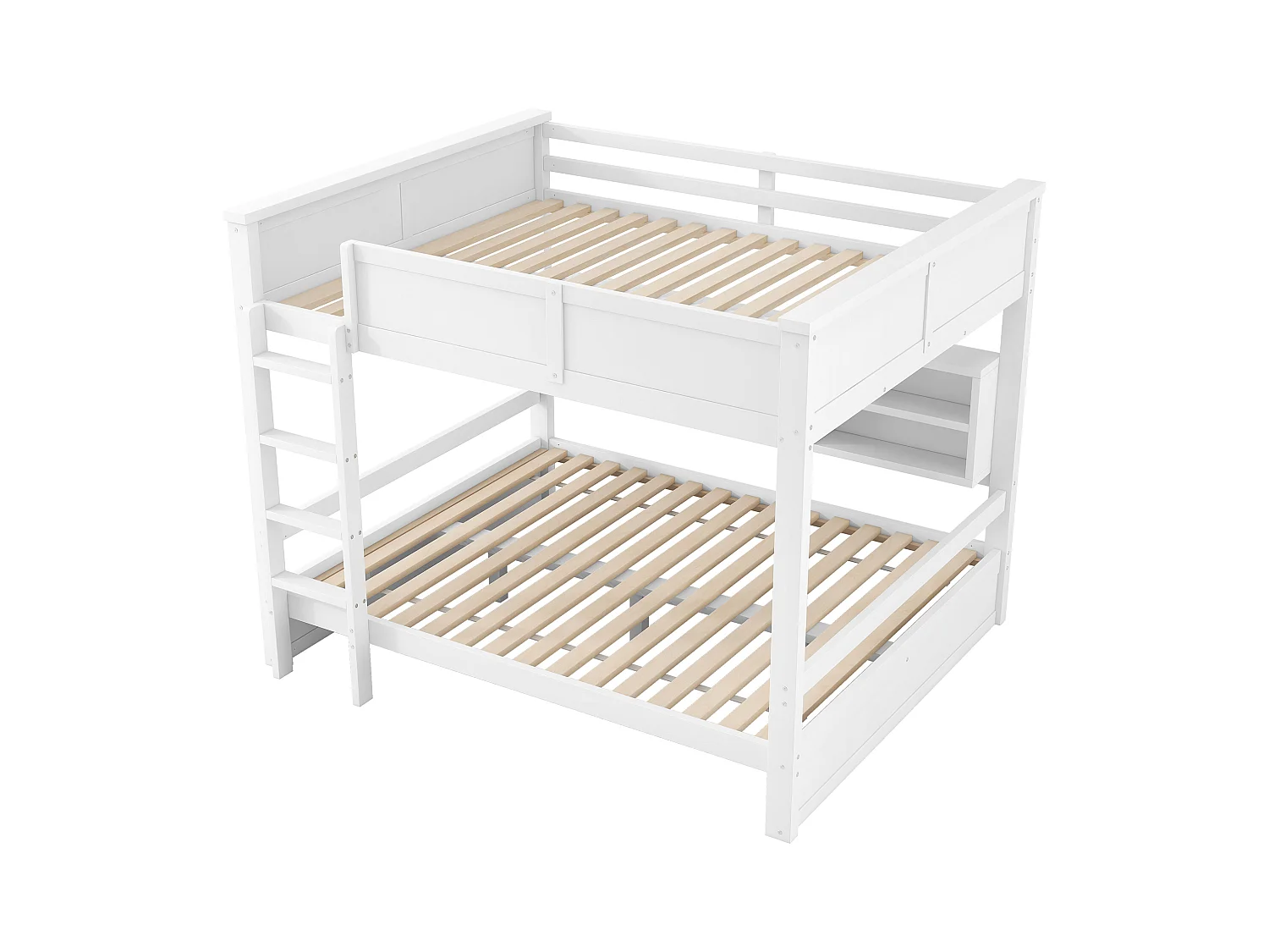 Lit superposés pour enfant - 2 x 160 x 200 cm -  avec étagère de rangements et Leds - MDF - blanc