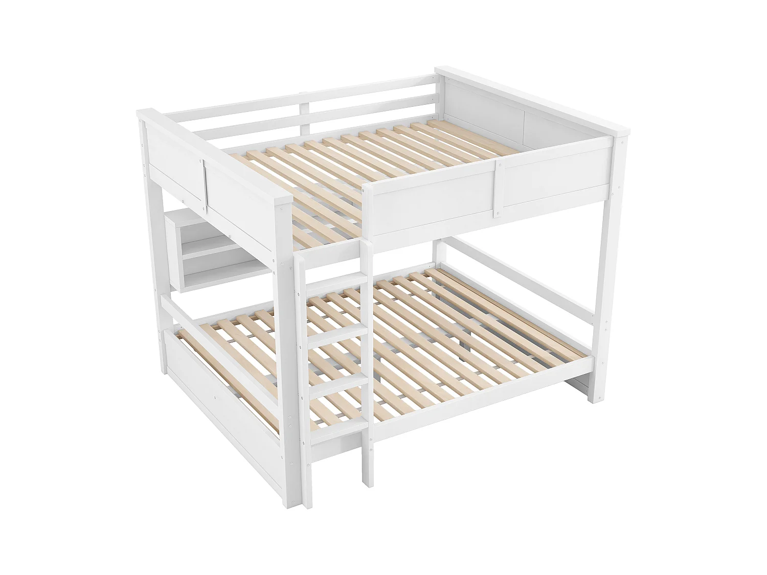 Lit superposés pour enfant - 2 x 160 x 200 cm -  avec étagère de rangements et Leds - MDF - blanc