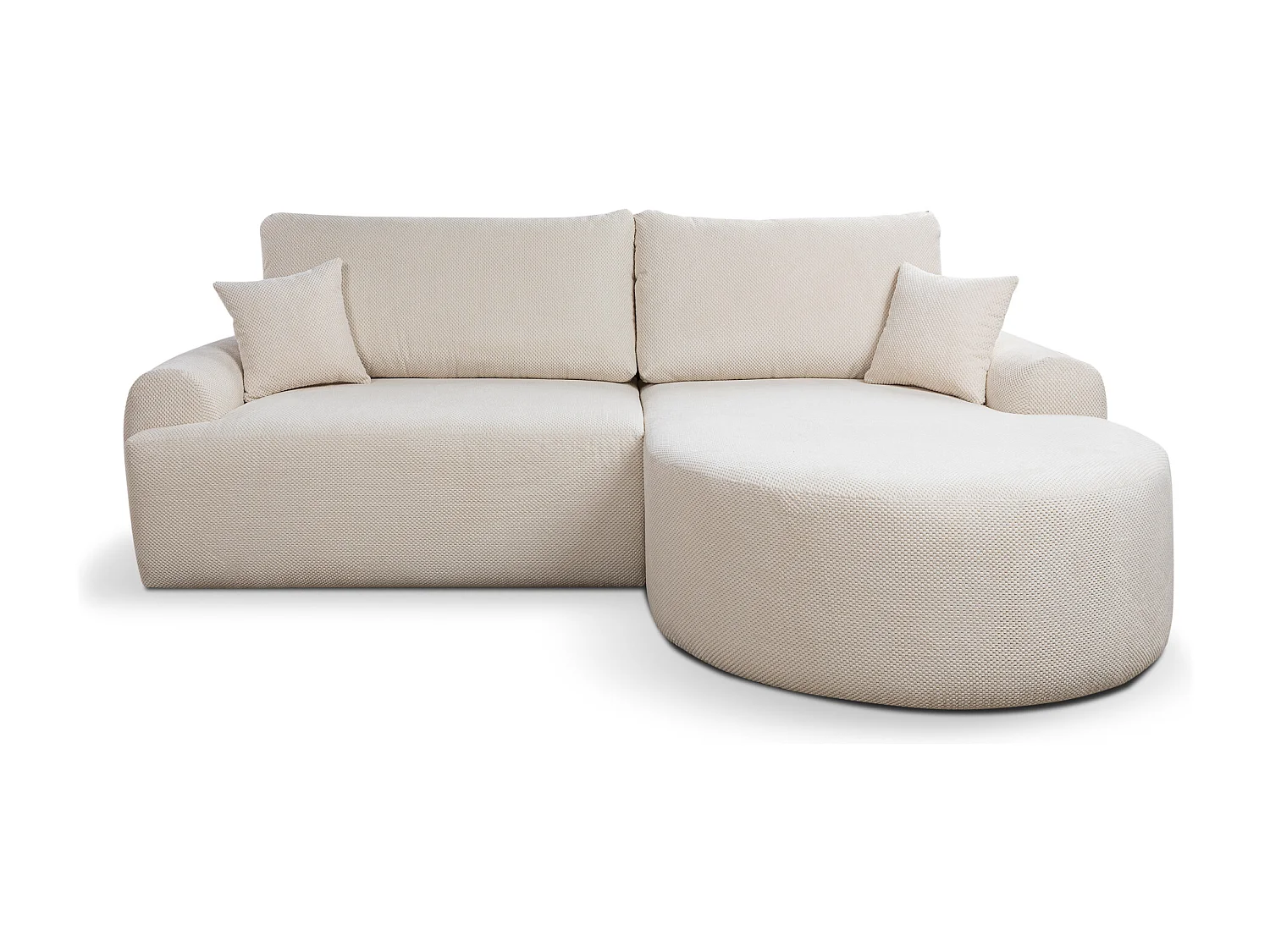 Canapé d'Angle droit avec fonction de couchage Noboo coffre en beige direct fabricant, livraison et installation offertes