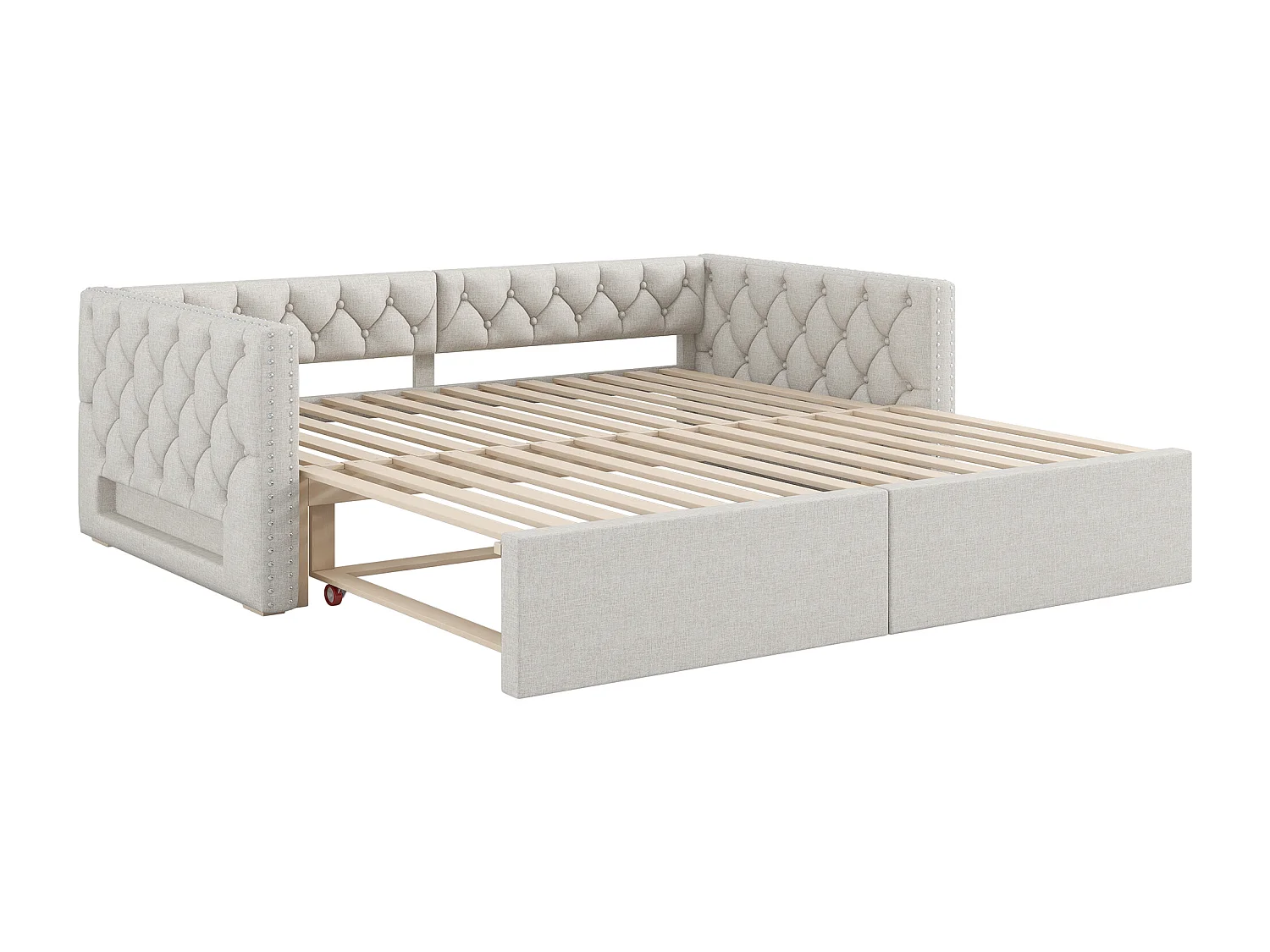 Canapé-lit allungabile - 90/180 x 200 cm - con rivestimento + LED - senza materiali - MDF - beige